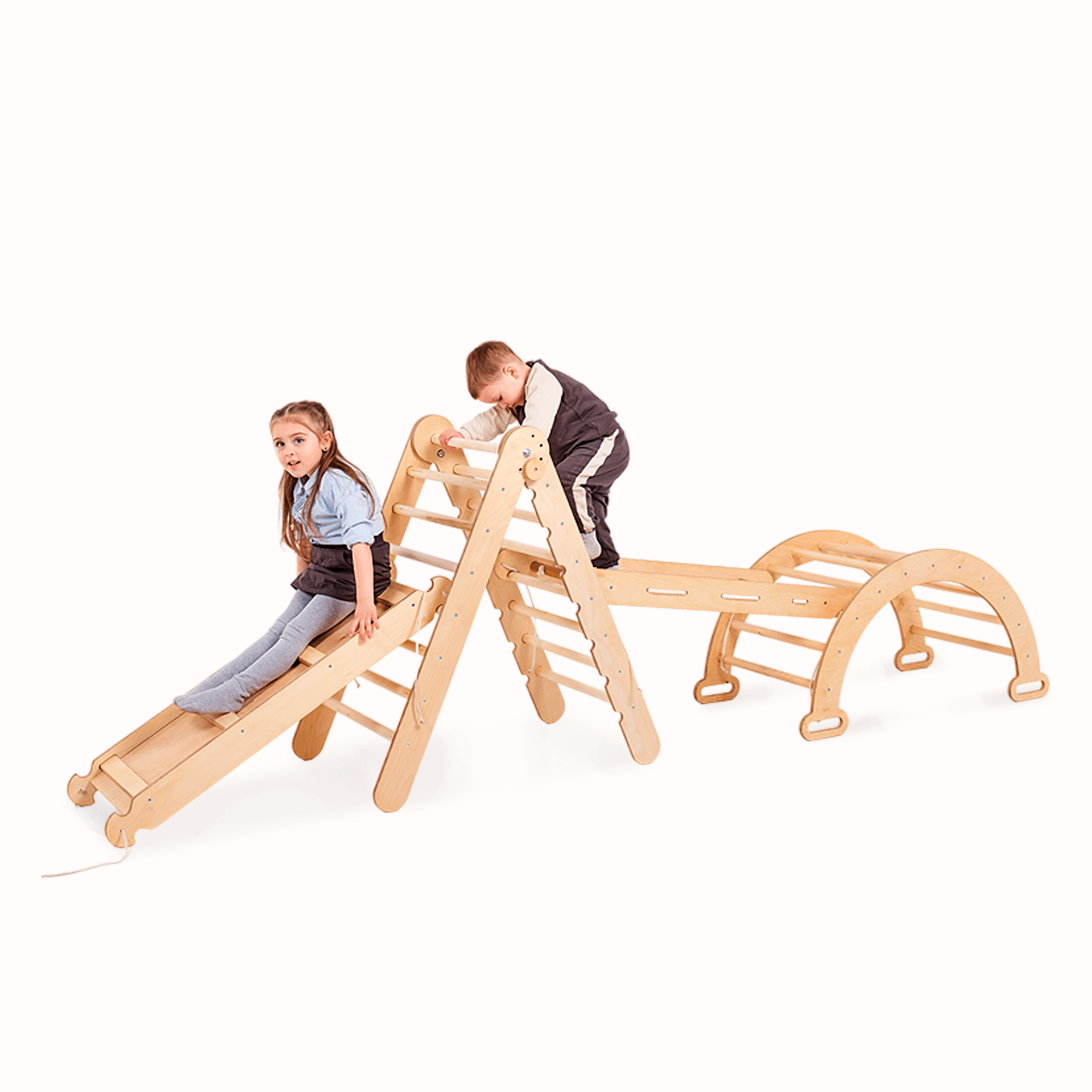 Giant bean 7-in-1 Montessori klimdriehoek met klimboog en glijbaan, houten driehoek voor peuters vanaf 1-3, indoor klimspeelgoed, regenboog met handvat, lichtbruin, S Giant bean 7-in-1 Montessori klimdriehoek met klimboog en glijbaan, houten driehoek voor peuters vanaf 1-3, indoor klimspeelgoed, regenboog met handvat, lichtbruin, S