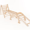 4-in-1 Montessori-Klimrek: Driehoek Ladder + Klimboog + Glijbaan + Kussen Beige