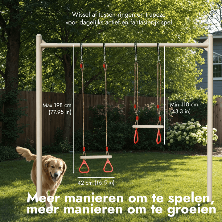 2in1 Schommelset: Trapeze + Turnringen - Goodevas NL