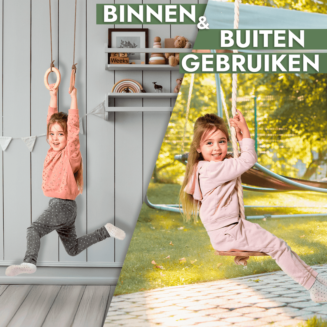 3 - in - 1 Schommel set: Touwladder + Gymnastiekringen + Schotelschommel - Goodevas NL