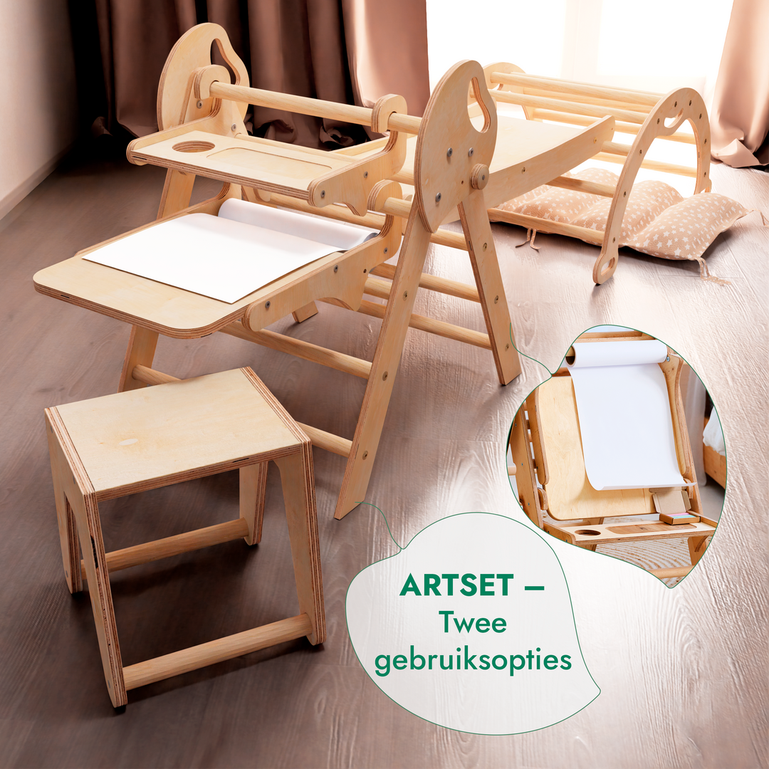 Montessori 4in1 Kletterdreieck für Babys: Pikler-Dreieck, Kletterbogen, Rutschbrett und Kissen für Kleinkinder (1–3 Jahre)