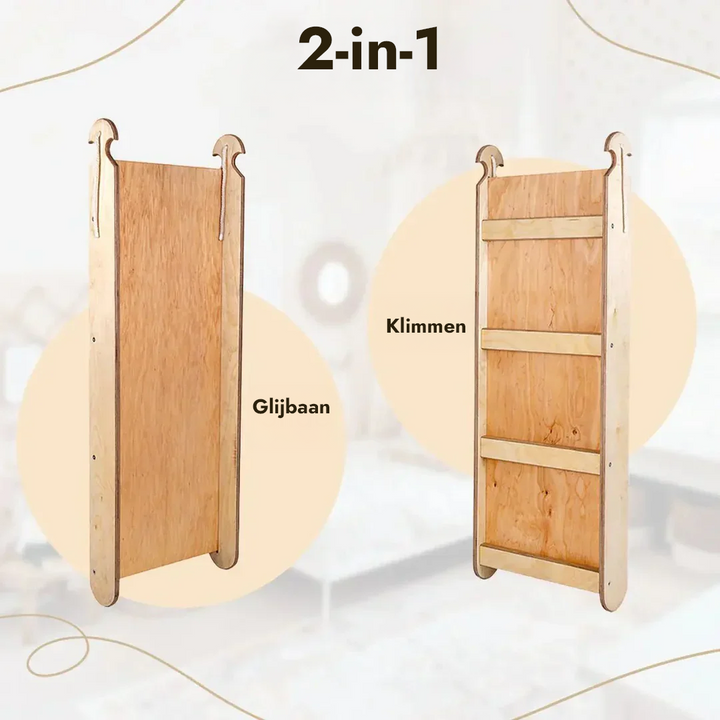 6-in-1 Montessori-Klimrek Set: Driehoek Ladder + Boog/Schommelstoel + Glijbaan/Helling + Net + Kussen + kunsttoevoeging