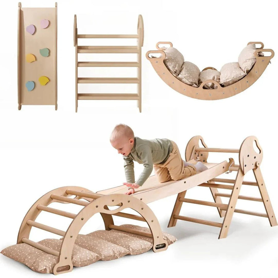 Houten klimrek | klimkoepel voor kinderen met glijbaan | klimhelling Houten klimrek | klimkoepel voor kinderen met glijbaan | klimhelling