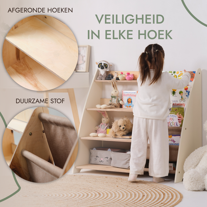 2-in-1 Montessori Plank voor Boeken en Speelgoed voor Peuters