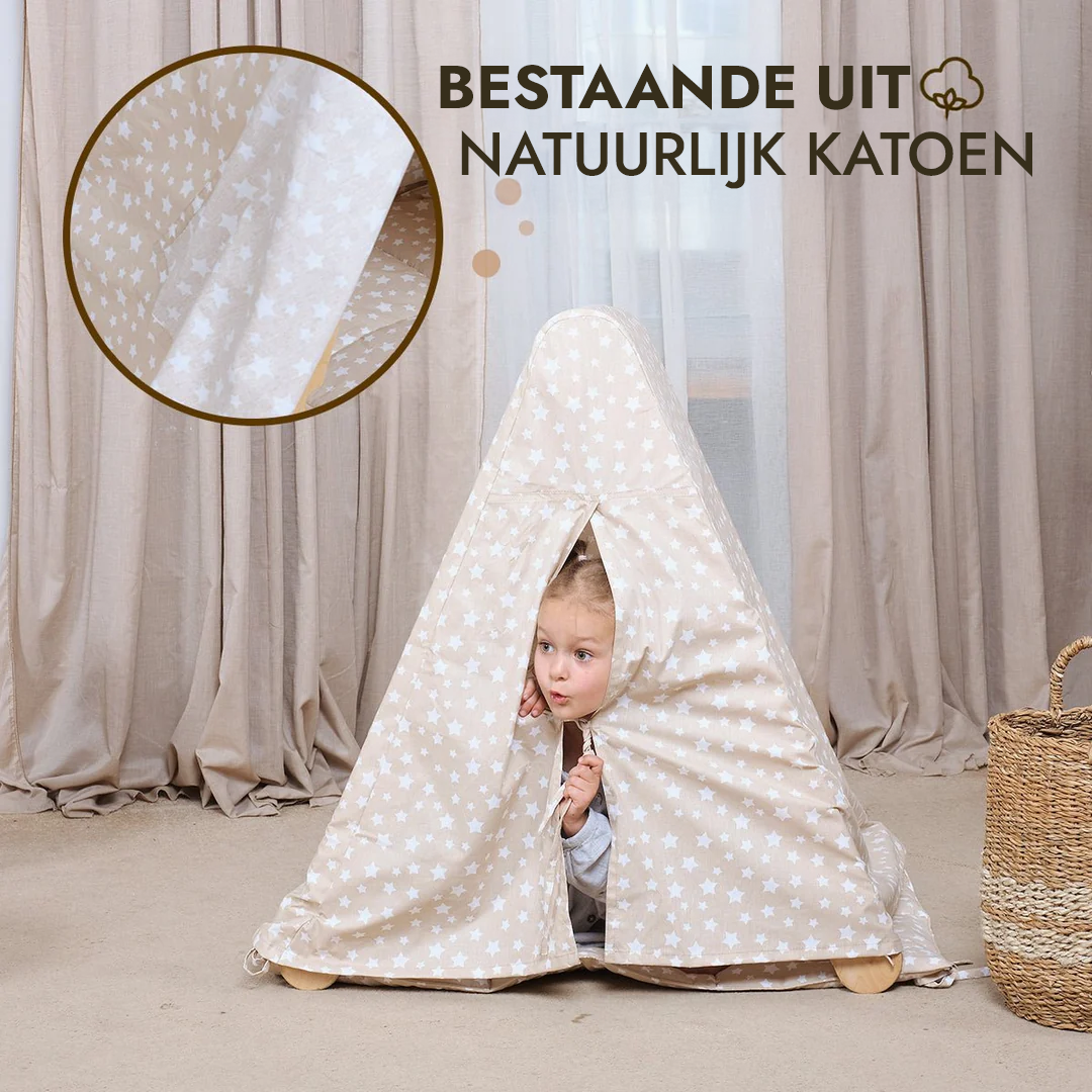 Speeltentcover met mat voor klimmend driehoekladder