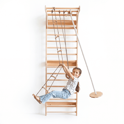 5-in-1 houten klimrek voor kinderen met optrekstang & 3-in-1 schommelset