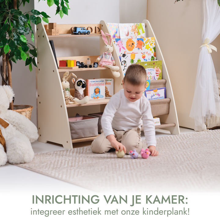 2-in-1 Montessori Plank voor Boeken en Speelgoed voor Peuters