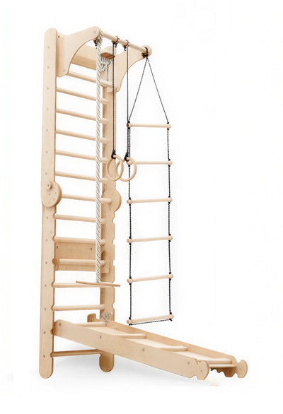 5-in-1 houten klimrek voor kinderen met optrekstang & 3-in-1 schommelset
