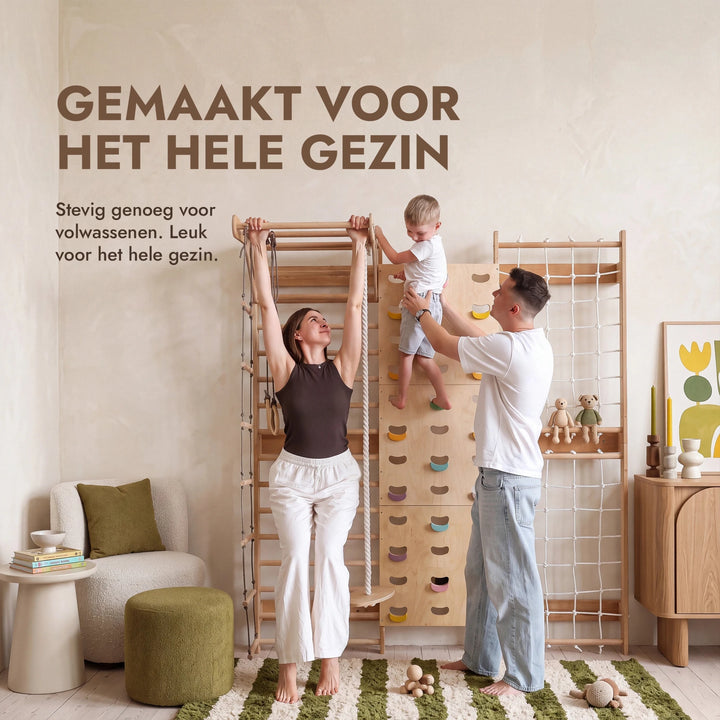 7-in-1 Klimmuur voor kinderen: klimrek, klimnet, optrekstang & 3in1 schommelset - Goodevas NL