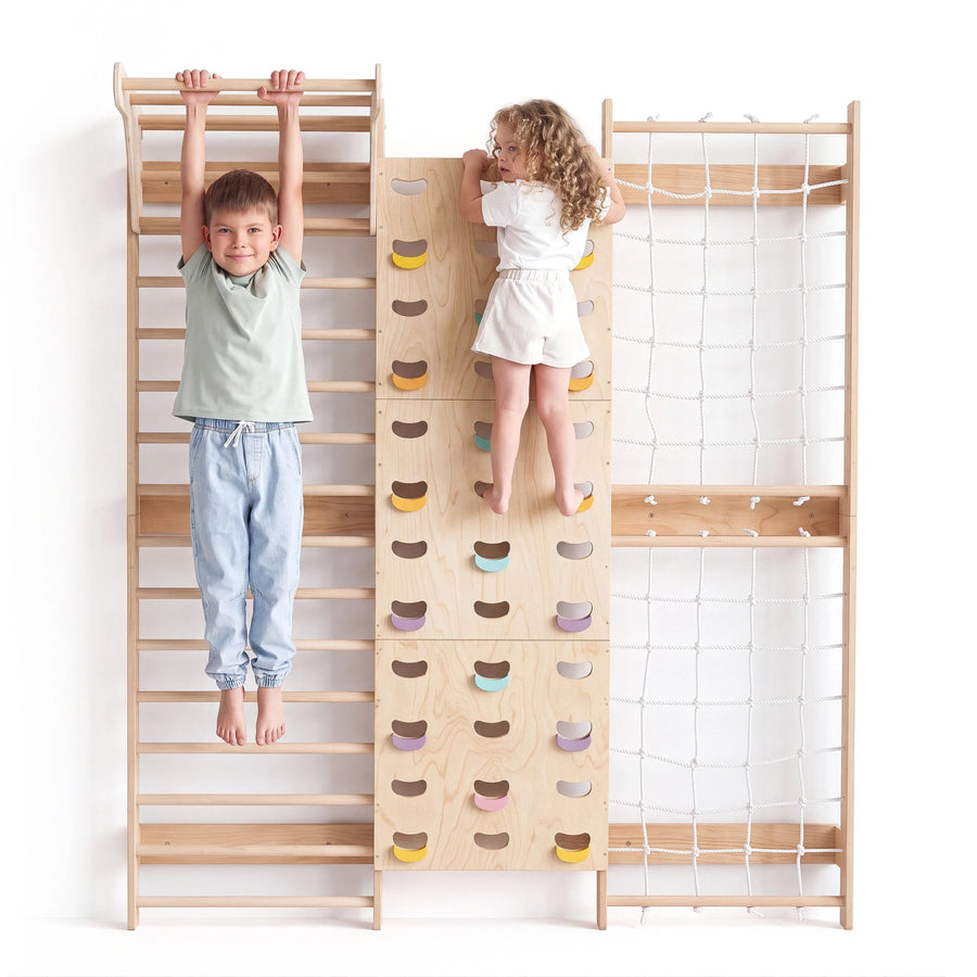 7-in-1 Klimmuur voor kinderen: klimrek, klimnet, optrekstang & 3in1 schommelset - Goodevas NL