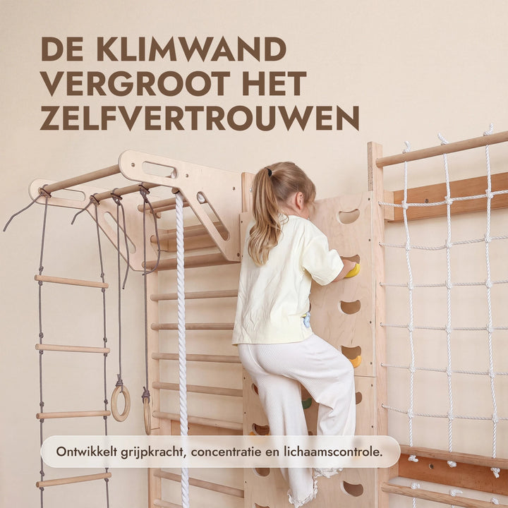 7-in-1 Klimmuur voor kinderen: klimrek, klimnet, optrekstang & 3in1 schommelset - Goodevas NL