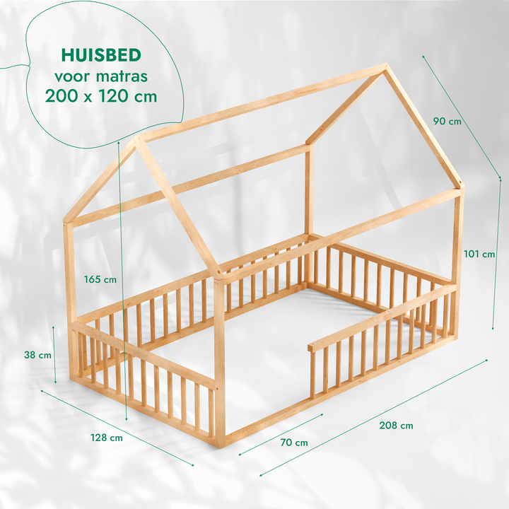 Huisbed voor kinderen en peuters vanaf 1 jaar oud (Twijfelaar, EU-maat: 120 x 200 cm)