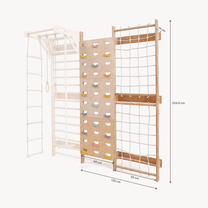Uitbreiding voor wandrek: klimwand & net