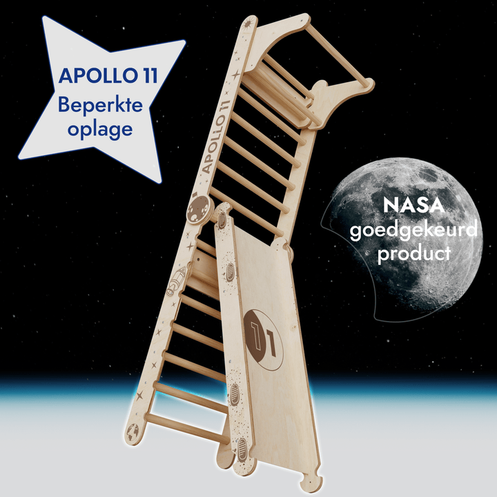 Apollo Zweedse Wand / Klimladder voor Kleine Astronauten + Maanschommel Set + Glijbord - Goodevas NL