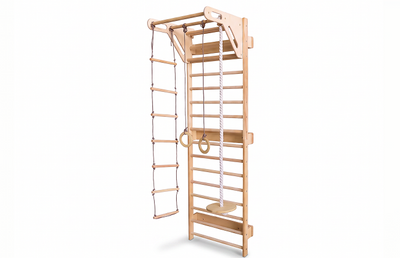 5-in-1 houten klimrek voor kinderen met optrekstang & 3-in-1 schommelset