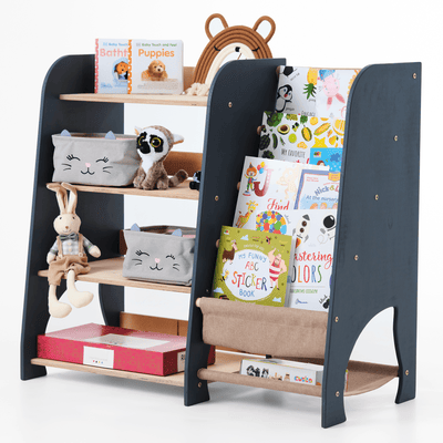 Houten Montessori Planken 2-in-1: Boekenplank & Speelgoed Planken