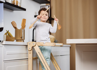 Leren toren: Vouwbare trap voor peuters - Grijs