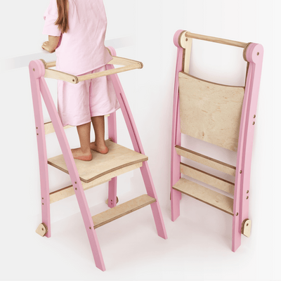 Leren toren: Vouwbare trap voor peuters - Roze