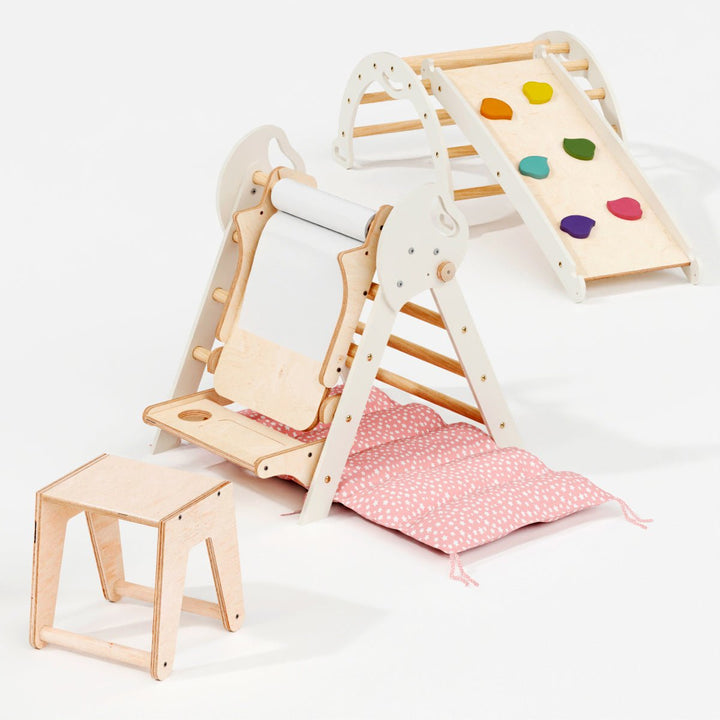 Montessori 4in1 Kletterdreieck für Babys: Pikler - Dreieck, Kletterbogen, Rutschbrett und Kissen für Kleinkinder (1–3 Jahre) - Goodevas Schweiz