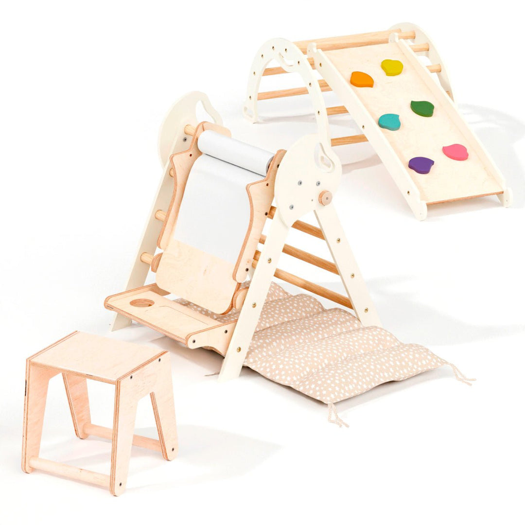 Montessori 4in1 Kletterdreieck für Babys: Pikler - Dreieck, Kletterbogen, Rutschbrett und Kissen für Kleinkinder (1–3 Jahre) - Goodevas Schweiz