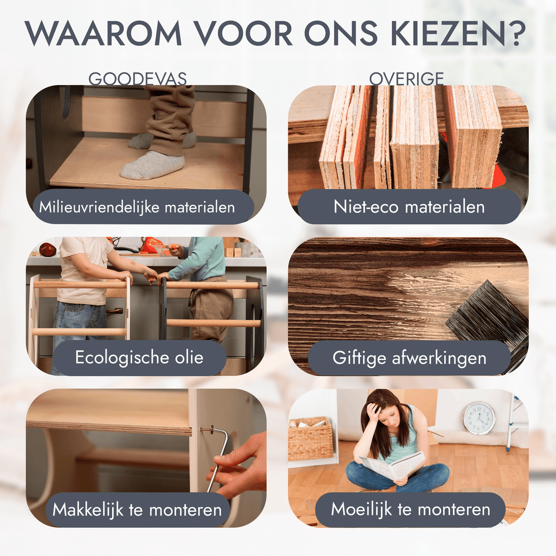 Montessori Leertoren: Keukenhulp – Grijs - Goodevas NL