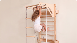 5-in-1 houten klimrek voor kinderen met optrekstang & 3-in-1 schommelset