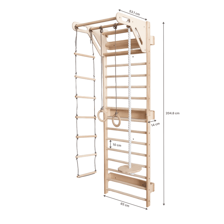 5-in-1 houten klimrek voor kinderen met optrekstang & 3-in-1 schommelset
