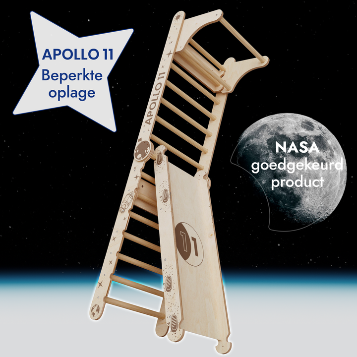 Apollo Zweedse Wand / Klimladder voor Kleine Astronauten + Maanschommel Set + Glijbord